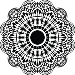 Circular mandala isolated for henna or tattoo. mandala for coloring book . mandala Islamic style . decorative mandala Design 