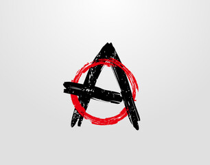 Fototapeta premium A Letter Logo With Red Circle Grunge Splatter Element. Retro logo design template.