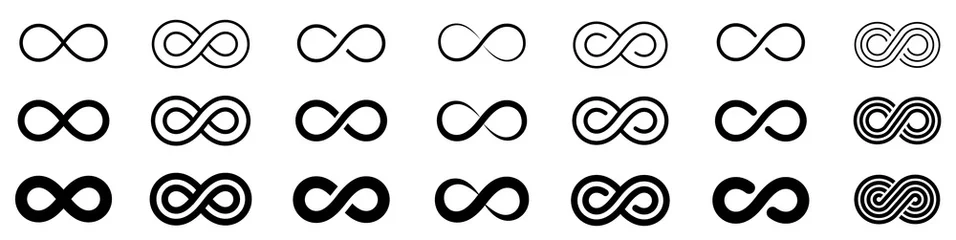 Fotobehang Infinity icon set. Infinity, eternity, infinite, endless, loop symbols. Unlimited infinity collection icons flat style - stock vector © Comauthor
