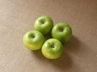 Green color ripe whole Granny Smith apples