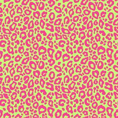 Vector seamless background. Animal leopard neon pink green pattern print