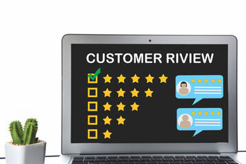 The best rating, five stars feedback customer online review. Five stars feedback concept and business success technology idea