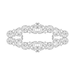 Vintage Ornament Element in baroque style with filigree and floral engrave the best situated for create frame, border, banner. It's hand drawn foliage swirl like victorian or damask design arabesque.