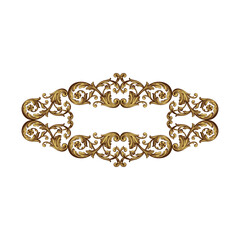 Vintage Ornament Element in baroque style with filigree and floral engrave the best situated for create frame, border, banner. It's hand drawn foliage swirl like victorian or damask design arabesque.