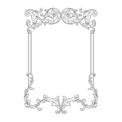 Vintage Ornament Element in baroque style with filigree and floral engrave the best situated for create frame, border, banner. It's hand drawn foliage swirl like victorian or damask design arabesque.