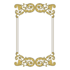 Vintage Ornament Element in baroque style with filigree and floral engrave the best situated for create frame, border, banner. It's hand drawn foliage swirl like victorian or damask design arabesque.
