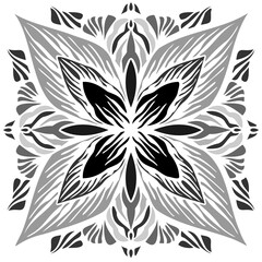 Modern isolated black and white illustration design of lined flower