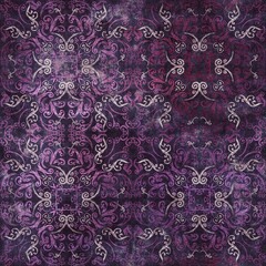 Seamless abstract pattern in tyrian purple. Detailed intricate highly textured feminine design. Repeat textile material for surface design. Girly fuchsia rich luxurious pattern.
