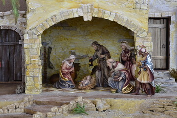 orientalische Krippe, Krippe, Weihnachtskrippe, Jesus, Christentum, heilige Nacht, Josef und Maria,...