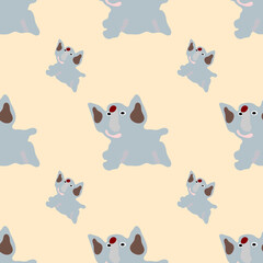 Cartoon illustration of elephant seamless pattern design.