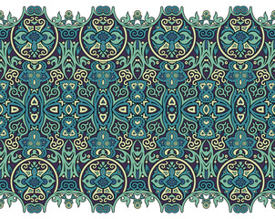 Abstract ethnic nature tile stripe seamless border