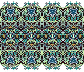 Abstract ethnic nature tile stripe seamless border