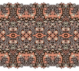 Abstract ethnic nature tile stripe seamless border