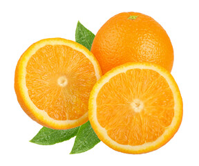 sliced oranges isolated on white background