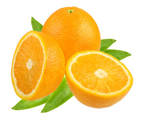 sliced oranges isolated on white background