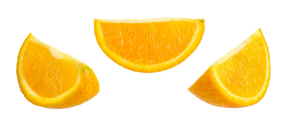 sliced oranges isolated on white background