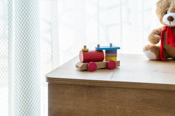 old train toys on a wooden table