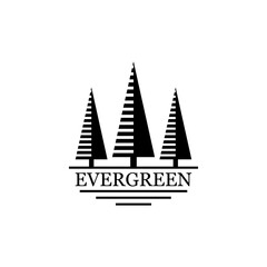 Evergreen badge logo design. Pine, evergreen, fir, hemlock, spruce, conifer, cedar, coniferous, cypress, larch, pinus trees logo design. Vector illustration