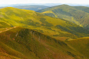 View of the panorama of the Carpathian Mountains