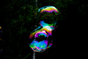 Soap bubble in the air.