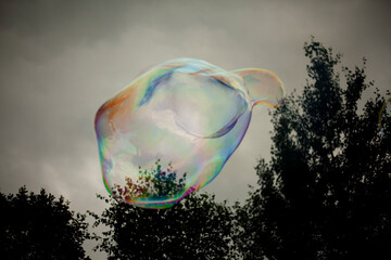 Soap bubble in the air.