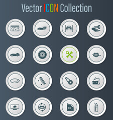 Car shop icons set