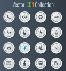 Car wash shower service icons set