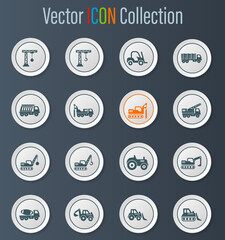 Construction transport icons set