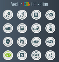 Currency exchange icons set
