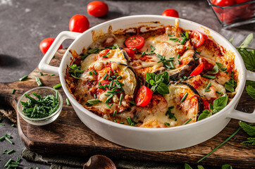Eggplant baked with cheese