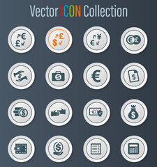 Currency exchange icons set