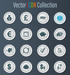 Currency exchange icons set