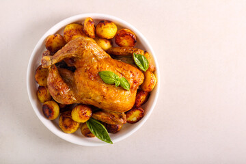 Roast chicken and potatoes