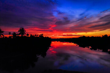 sunset over the river