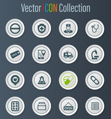 Drug store icons set