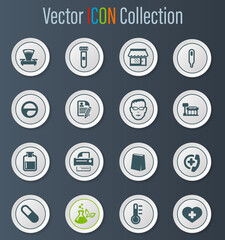 Drug store icons set