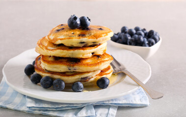 Blueberry pancakes, served