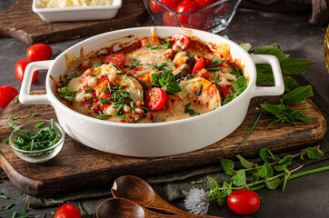 Eggplant baked with cheese