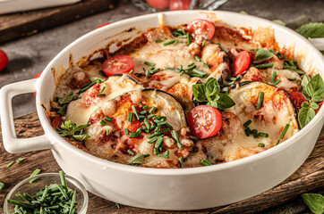 Eggplant baked with cheese