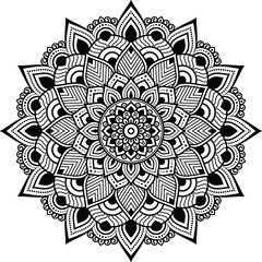 Circular mandala isolated for henna or tattoo. mandala for coloring book . mandala Islamic style . decorative mandala Design 