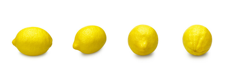 Collection of full lemons isolated on white background With clipping path.