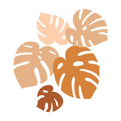 Vector monstera. Composition with leaves. Contemporary illustration in pastel colors. Flat abstract design.