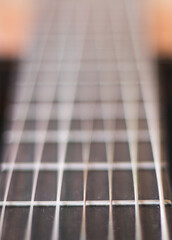 seven strings acoustic guitar close up