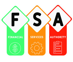 FSA - Financial Services Authority acronym, business concept.  Vector infographic illustration  for presentations, sites, reports, banners