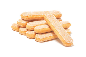 Sponge biscuits - ladyfingers savoiardi isolated on white background