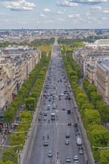 Paris, France - 07 24 2020: View of Paris from The Triumphal arch