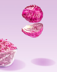 red cabbage isolated on pink background