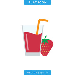Strawberry Juice Icon Vector Design Template