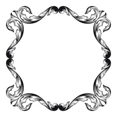 Vintage Ornament Element in baroque style with filigree and floral engrave the best situated for create frame, border, banner. It's hand drawn foliage swirl like victorian or damask design arabesque.