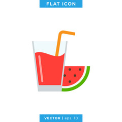 Watermelon Juice Icon Vector Design Template